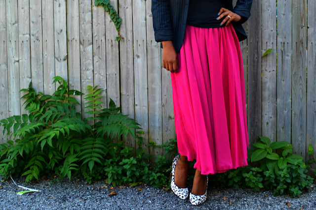 thrift and style a hot pink chiffon skirt