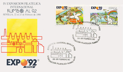 Sevilla - Filatelia - Expo 92 - 1990 - Exposición Filatélica Rumbo al 92 - Sobre Primer día 01