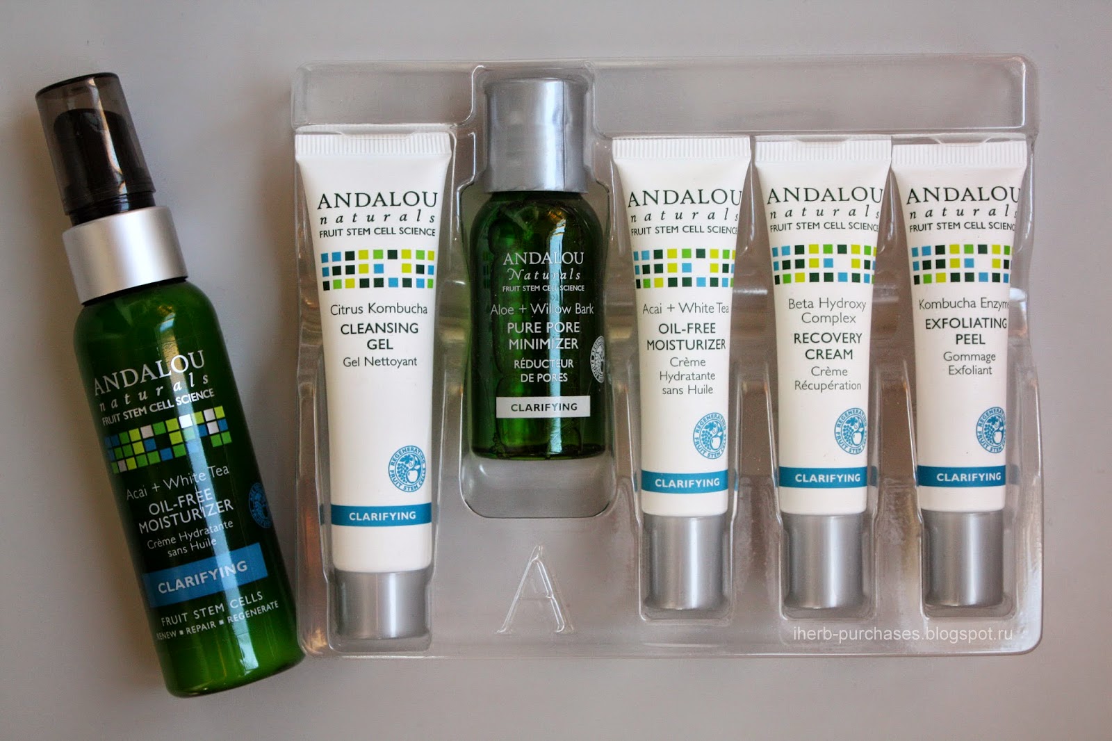 Andalou Naturals, Get Started Clarifying, Skin Care Essentials, 5 Piece Kit + Andalou Naturals, Oil-Free Moisturizer, Acai + White Tea, 2.1 fl oz (62 ml)
