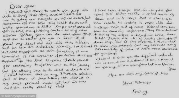 Surat Cinta Britney Spears Surat Britney Spears