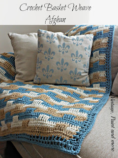 Vintage, Paint and more... afghan crochet in a basket weave pattern with triple crochet stitches