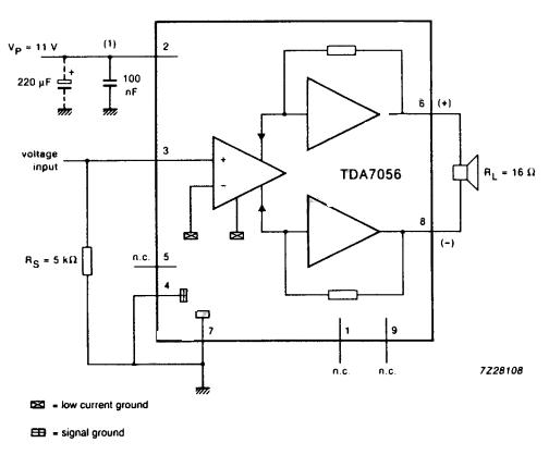 Electronic Parts and Schematic Diagram: 3W BTL Mono Audio Power Amplifier