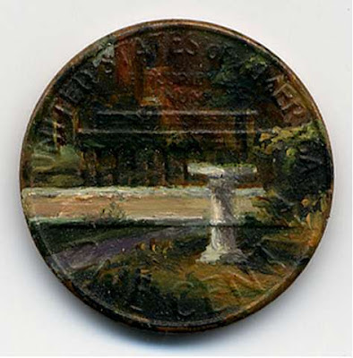 لوحات زيتية على العملات المعدنية الصغيرة