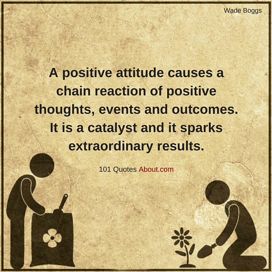 A positive attitude causes a chain reaction of positive thoughts, events and Positive