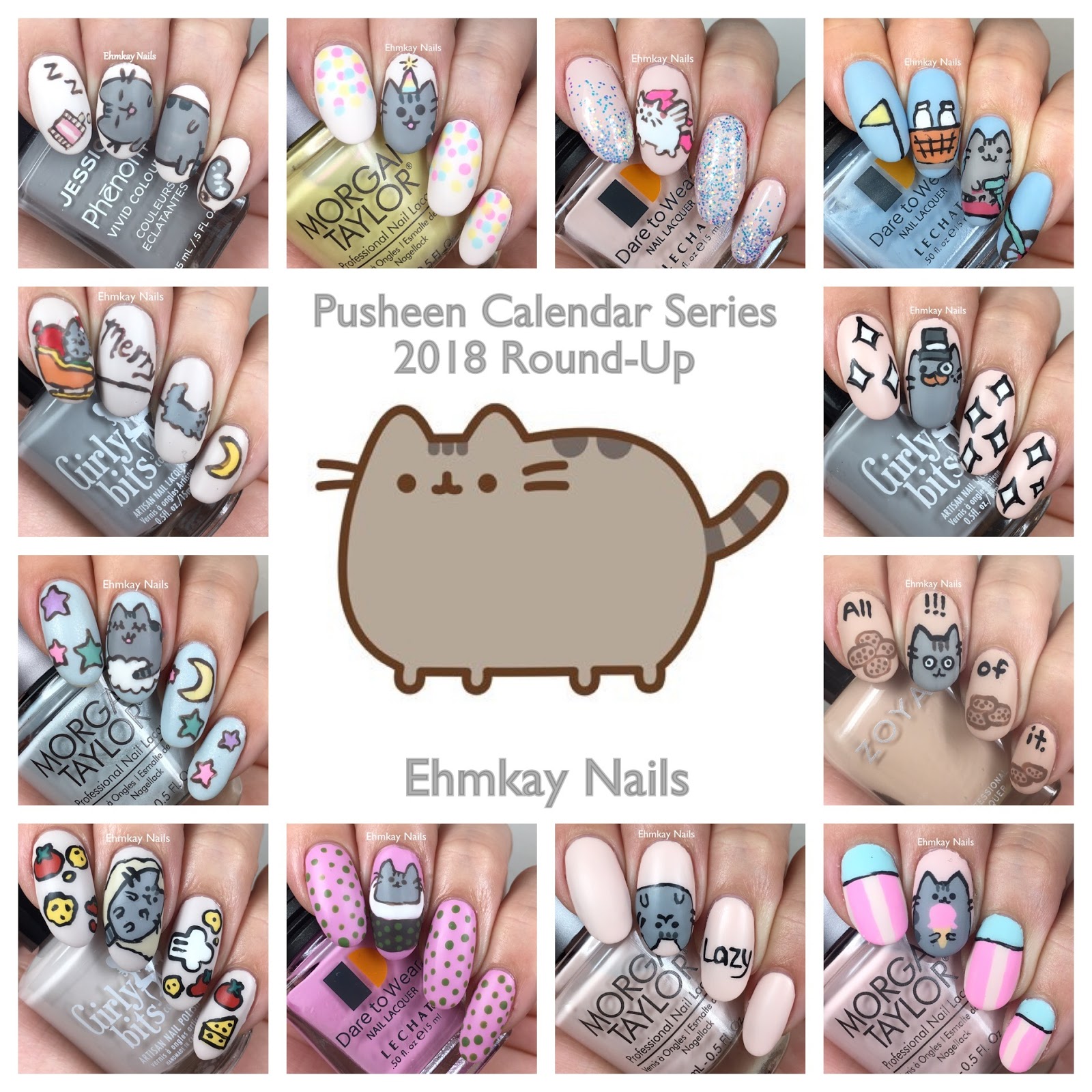 ehmkay nails: Pusheen Calendar Series: A Round-Up of 2018