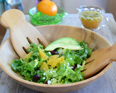 Winter Greens Salad with Oranges, Avocado, Olives, Feta & Orange-Cumin Vinaigrette, another simple seasonal salad ♥ AVeggieVenture.com