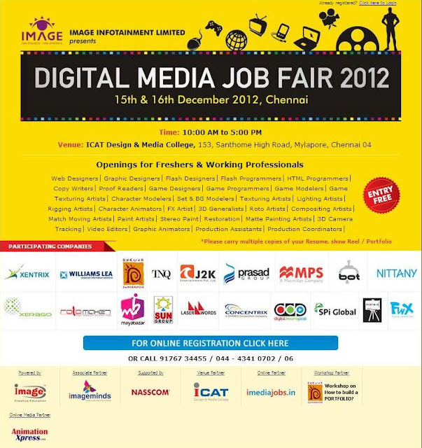 Image infotainment conducting Digital media Job fair for freshers chennai Freshers Mania
