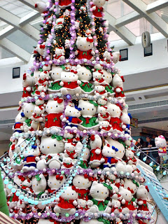Hello Kitty Christmas tree made out of soft Hello Kitty plush toys