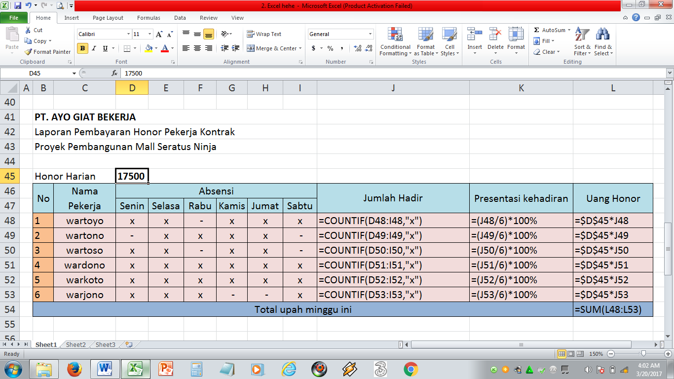 lambang akar di excel
