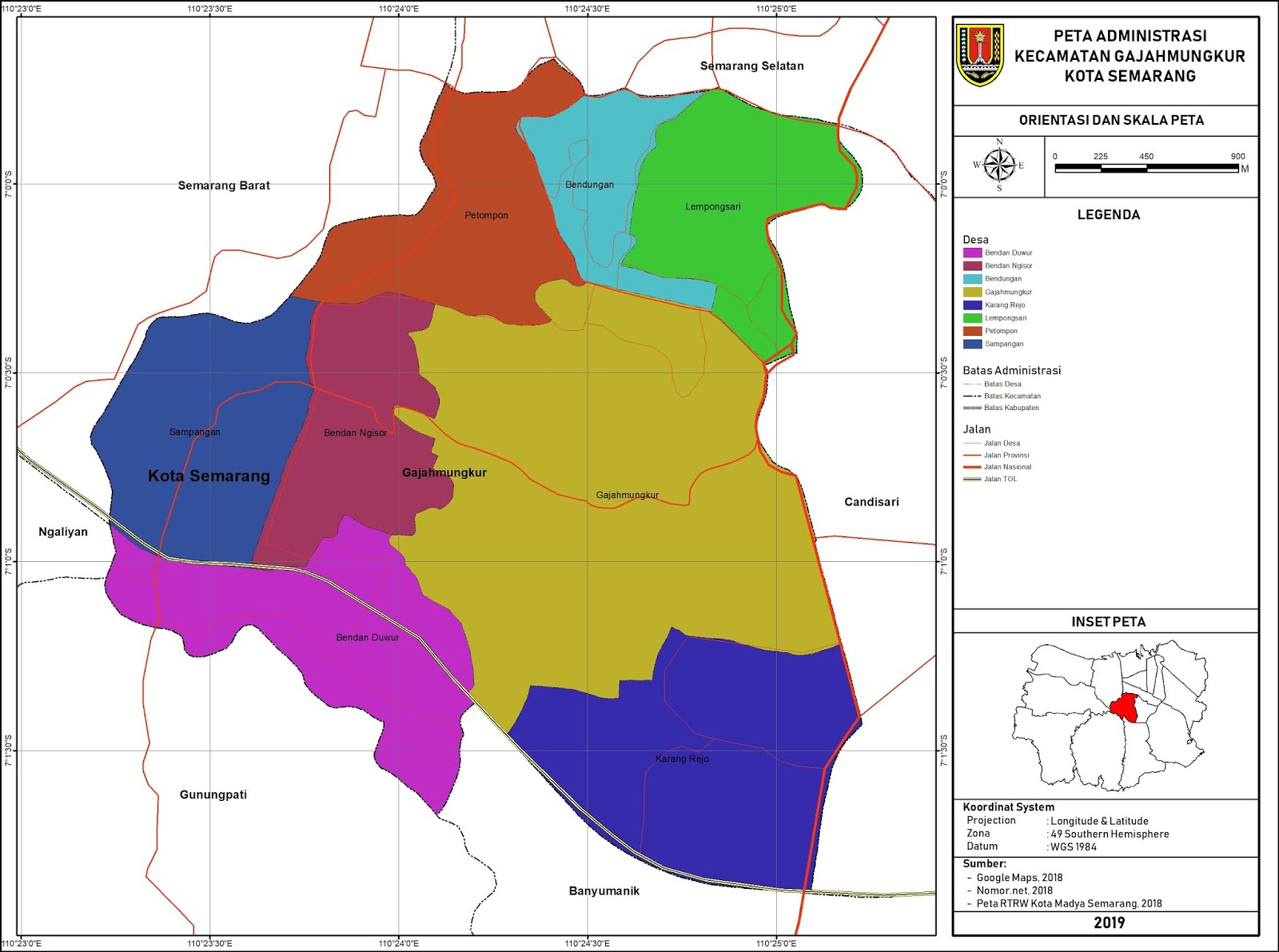 Peta Administrasi Kecamatan Gajahmungkur, Kota Semarang ~ NeededThing