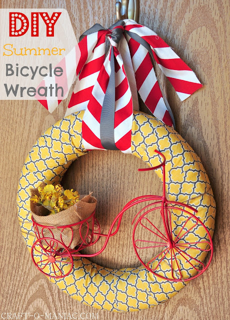 DIY Summer Bicycle Wreath www.craft-o-maniac.com