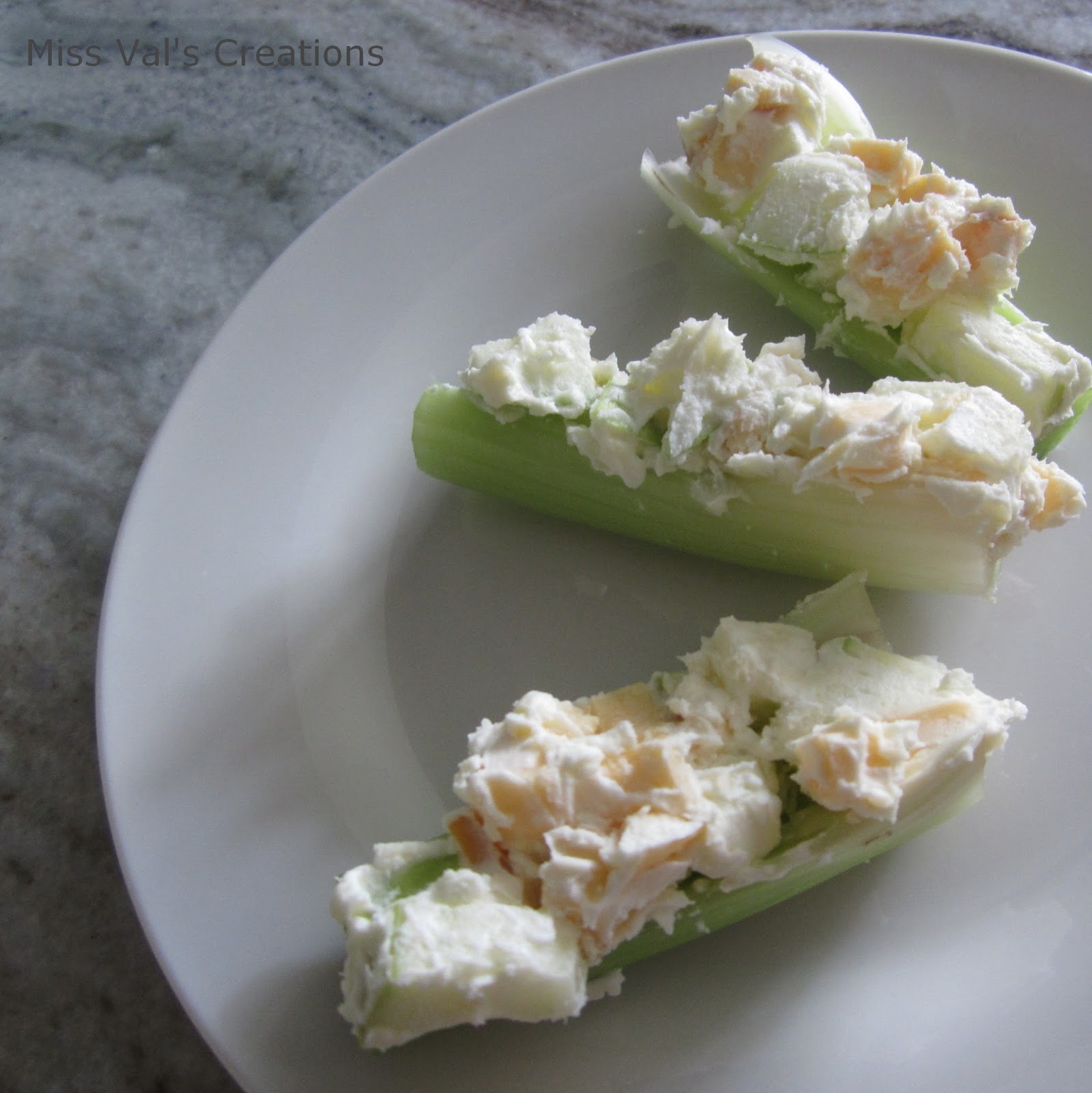 Miss Val's Creations A Celery, Cheese, Apple Snack