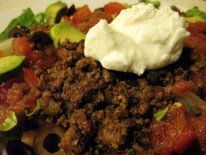 Chow Bella Green Chili Beef Taco Salad