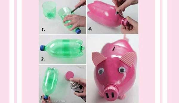 Cara Membuat Celengan  Bentuk Babi Dari  Botol  Plastik  Bekas