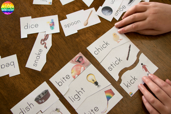 Rhyming Word 3 Part Puzzle Printable Cards | you clever monkey