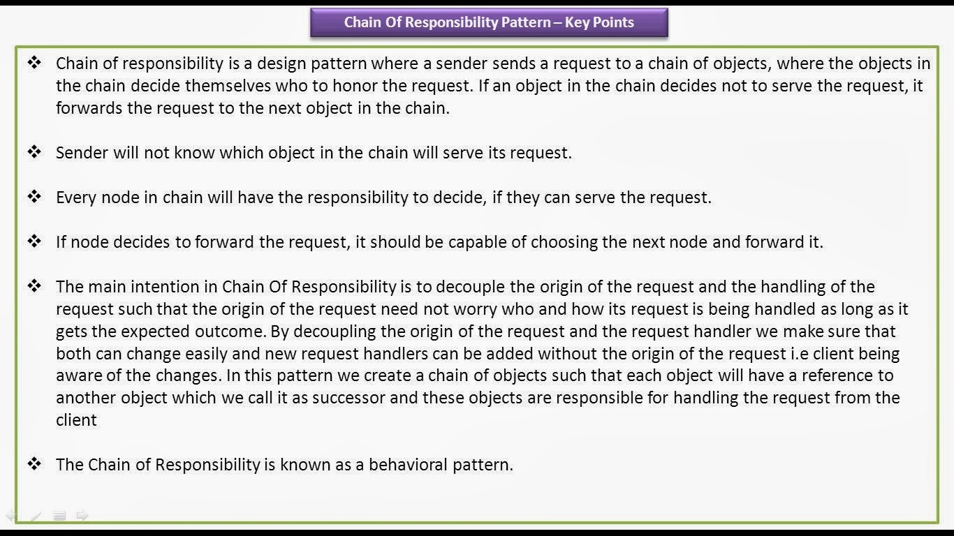 JAVA EE Chain Of Responsibility Design Pattern Key Points