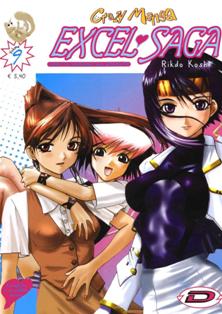 Crazy Manga 09 - Excel Saga 9 - Maggio & Giugno 2004 | ISSN 1593-2001 | CBR 215 dpi | Mensile | Fumetti | Manga | Fumetti | Manga | Seinen | Aniparo | Azione
Collana edita dalla Panini Comics di periodicità e formato variabile che ha ospitato diverse serie, tra cui: Mythos, Cacciatori di Elfi, Dokuro e molte altre.

Excel Saga è un manga seinen giapponese creato da Koshi Rikdo e pubblicato in Giappone dalla Shonen Gahosha.
In Italia la serie è stata pubblicata da Dynit.
Il manga segue da vicino la ACROSS, Organizzazione Segreta per la Promozione dell'Ideale, società che mira alla conquista del mondo. La campagna di conquista parte dalla Città F (Fukuoka), della Prefettura F (prefettura di Fukuoka), in cui si trova la sede in cui opera Sua Eccellenza Il Palazzo, suo Comandante Supremo.
L'ACROSS inizialmente è composta soltanto da Sua Eccellenza Il Palazzo e Excel, una ragazza iperattiva e molto determinata innamorata perdutamente di lui. Successivamente si unirà a loro Hyatt, una ragazza più lucida della sua compagna, ma con la caratteristica sovrannaturale di morire e resuscitare ciclicamente. Nel manga l'origine di Hyatt è ancora sconosciuta, ma presumibilmente non naturale; nell'anime viene illustrato come Hyatt abbia origini extra-terrestri.
In ogni episodio a Excel e Hyatt viene assegnata una particolare missione per mettere in ginocchio la città, missioni che generalmente non riescono a portare a termine, compromettendo il piano di conquista. Accompagnate solitamente da Frattaglia, il loro cane, che serve anche come cibo di emergenza, al di fuori delle missioni le due ragazze devono condurre una vita normale e cambiano spesso lavoro (solitamente non hanno mai abbastanza soldi da permettersi una cena dignitosa). Nel manga, invece, con l'arrivo di Elgarla, il Palazzo assegna loro un cospicuo capitale per le loro spese, permettendo così di limitare «l'approvvigionamento sul campo». Il loro tenore di vita conoscerà alti e bassi a causa dell'imprevedibile stile di vita.