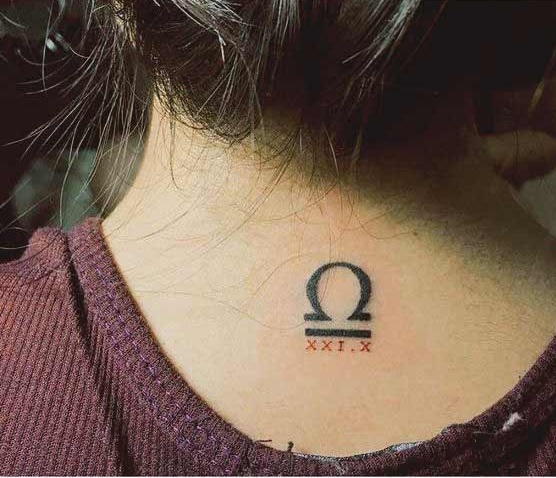 best tiny libra tattoos on neck
