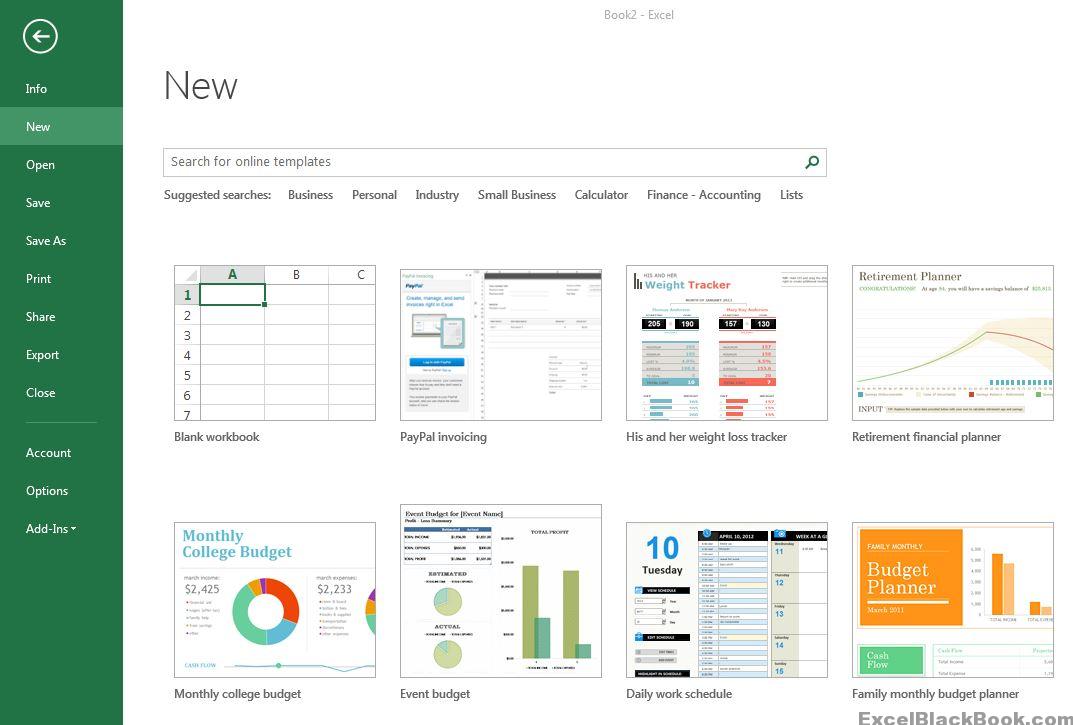 Start screen of excel microsoft excel interface