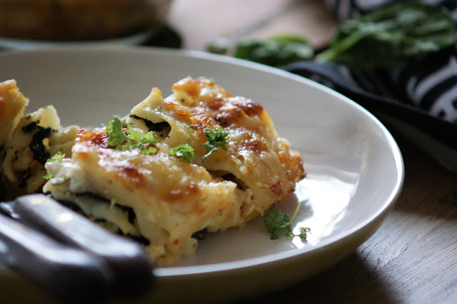 Spinatlasagne mit Kabeljaufilet