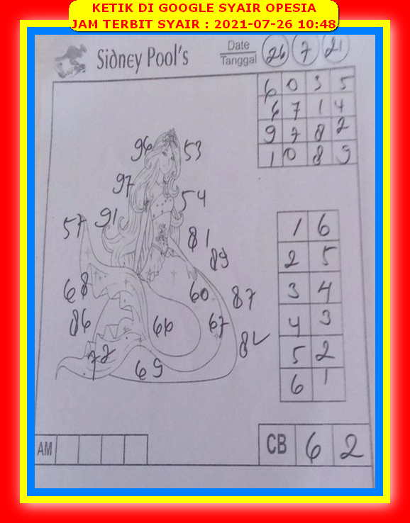 Syair Sdy Hari Ini Senin 26 Juli 2021 Opesia Official