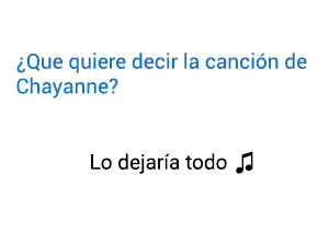Significado de la canción Lo Dejaría Todo Chayanne.