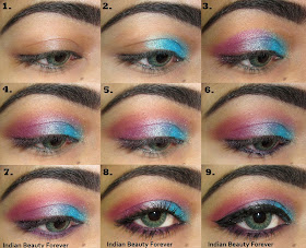 Colorful Eyeshadow Tutorial. Step by step pictures to complete