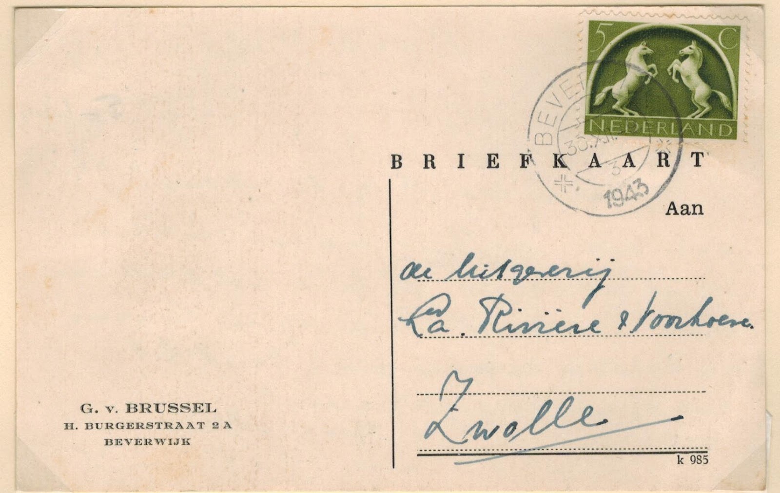 Netherlands Postal History Domestic Post Card Rates 1921 1946