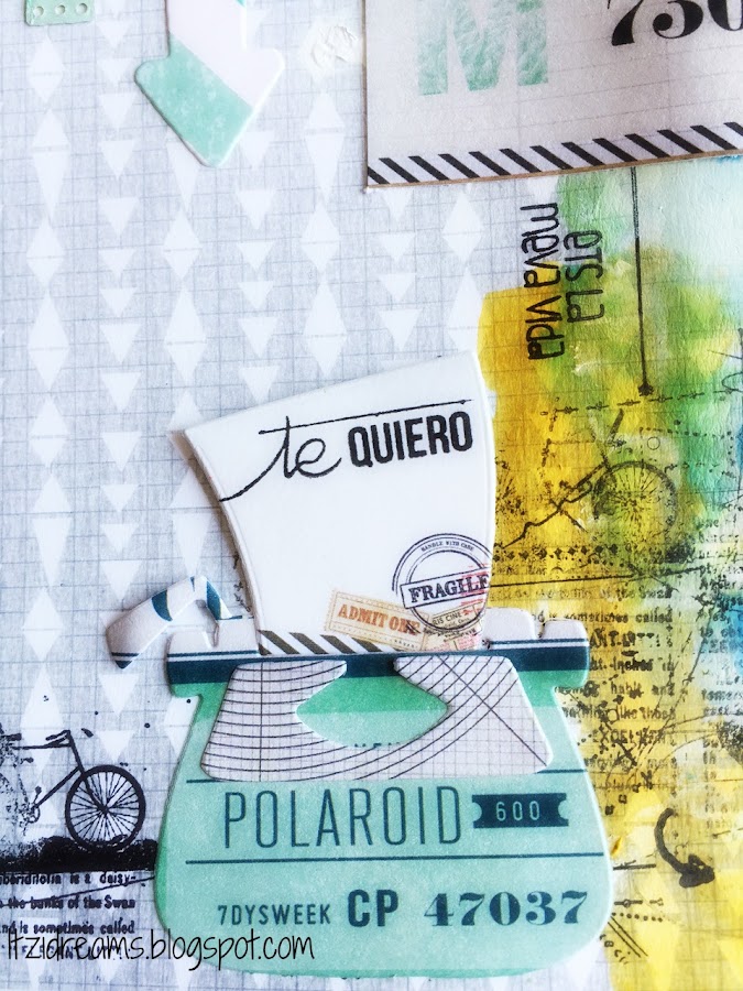 Watercolor Peerless, lay out con teniques Mix Media, sellos Lora Bailora, Sellos Yoy scrap