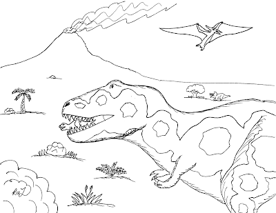Robin's Great Coloring Pages: Tyrannosaurus rex Mother in the Spring