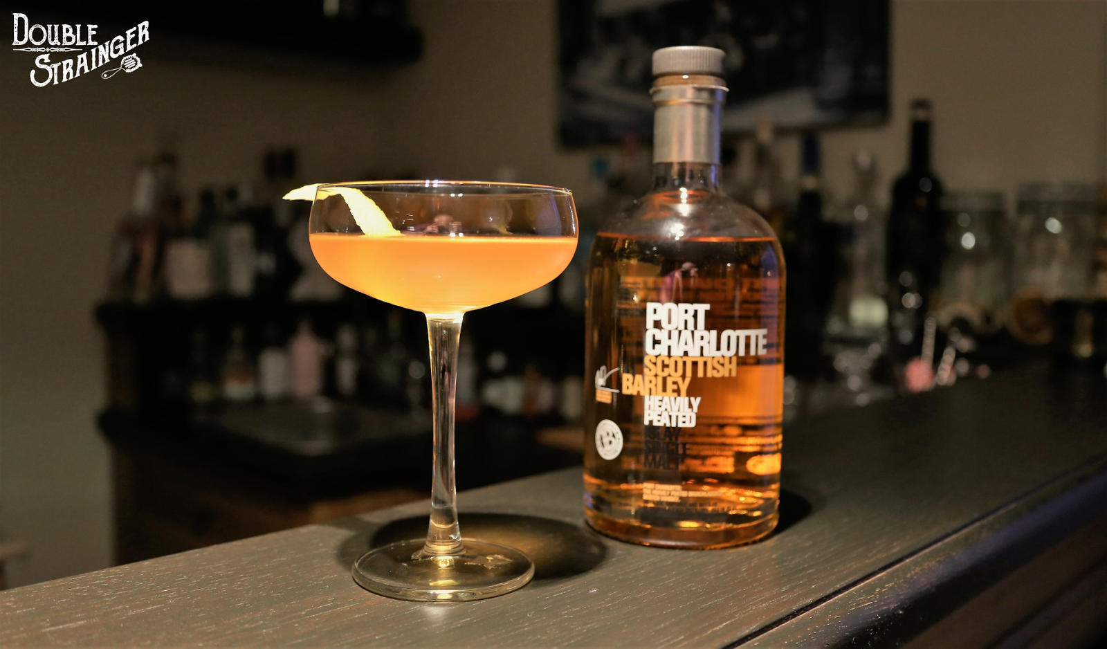 Double Strainger Port Charlotte Scottish Barley + Smoky Grove Cocktail
