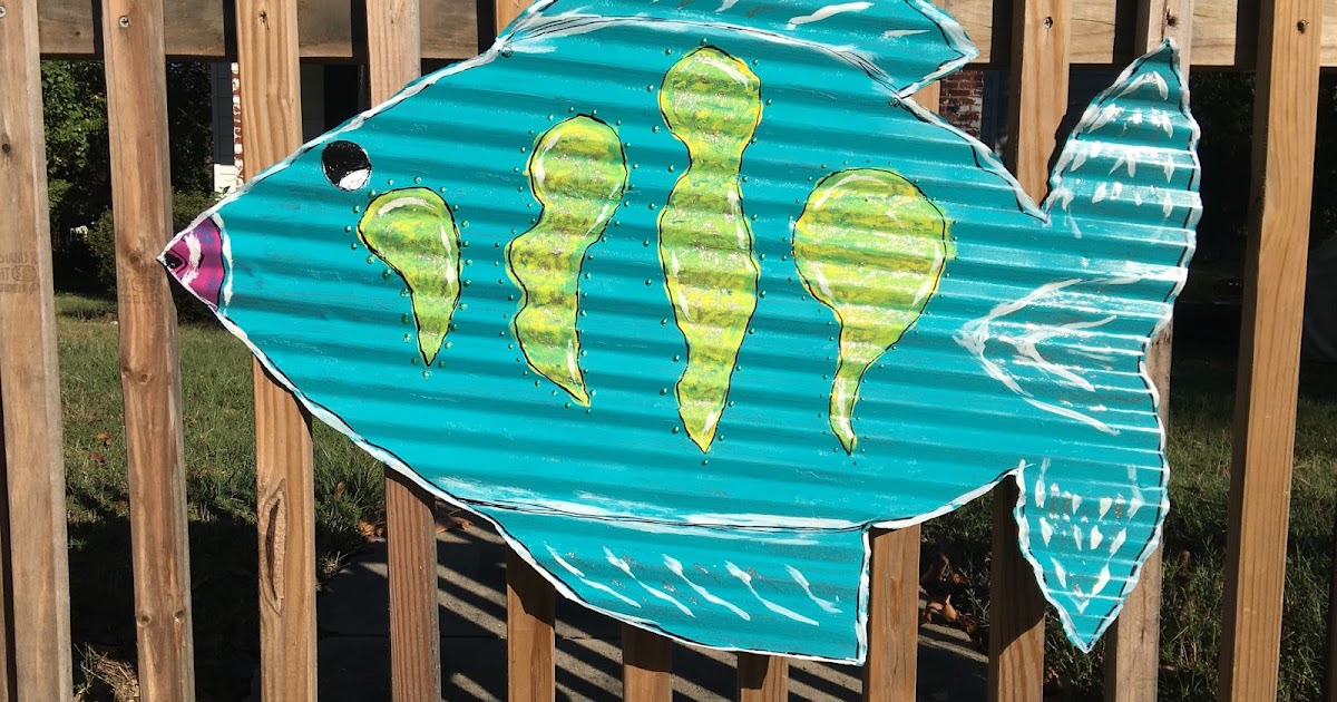 Marla, Plain and Small Painted Corrugated Tin Fish Door Hanger