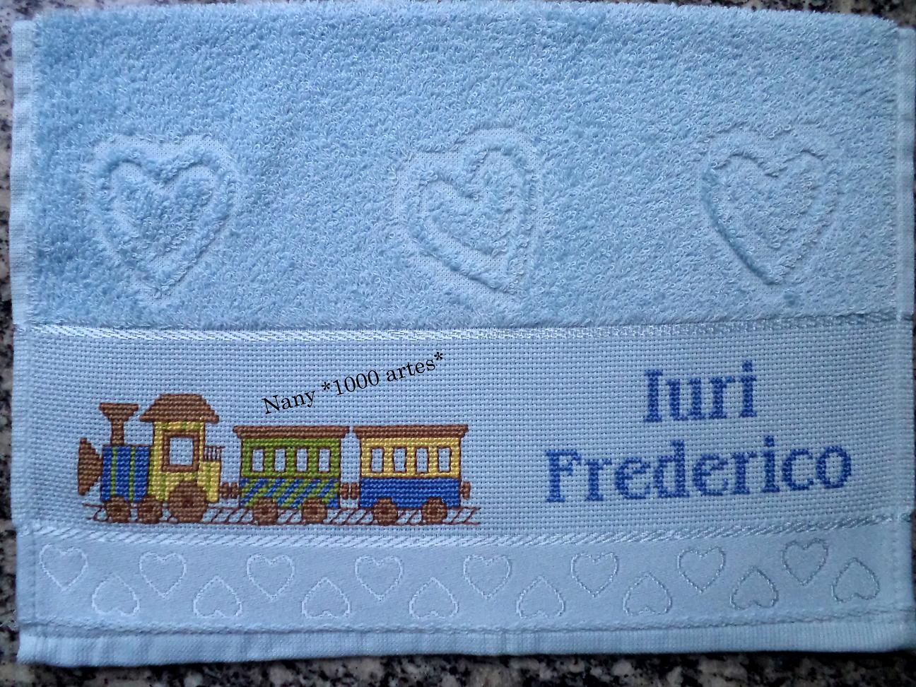 1000 Artes: Toalhinha de Mão Trenzinho - Ponto Cruz