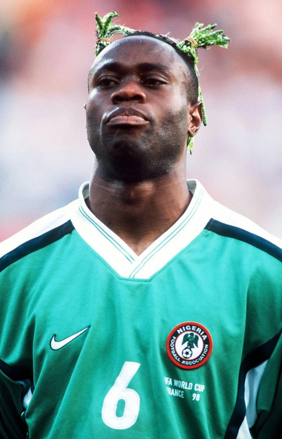 Taribo West's bleached green bunches were voted the worst by global voters