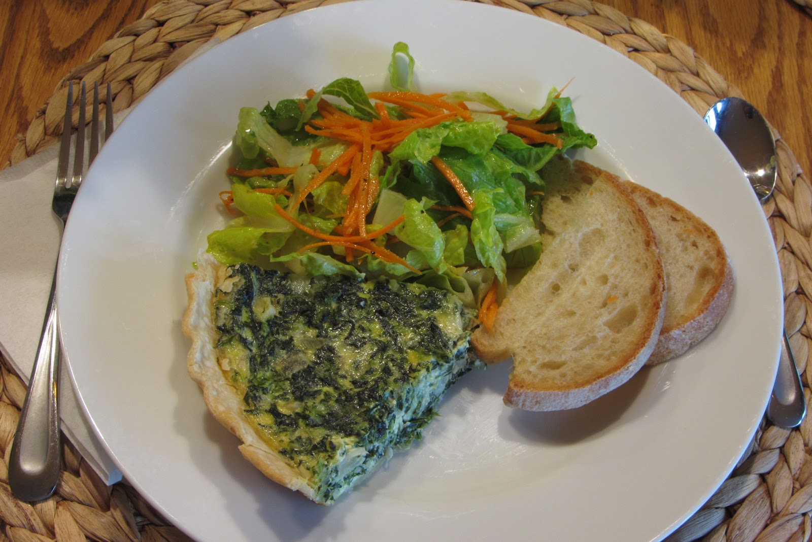 Tracy's Living Cookbook spinach quiche with gruyere cheese