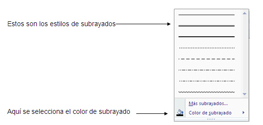 subrayados de microsoft word 2010, seleccionar color de subryado de microsoft word 2010, 