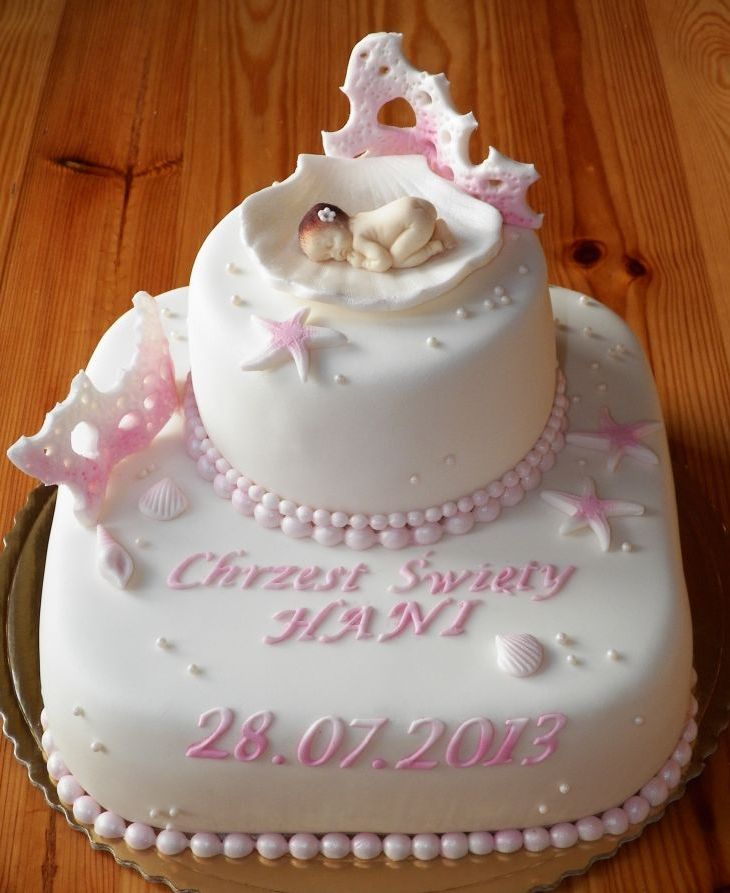 torty z pasją...: piętrowy tort na chrzest z muszelkami