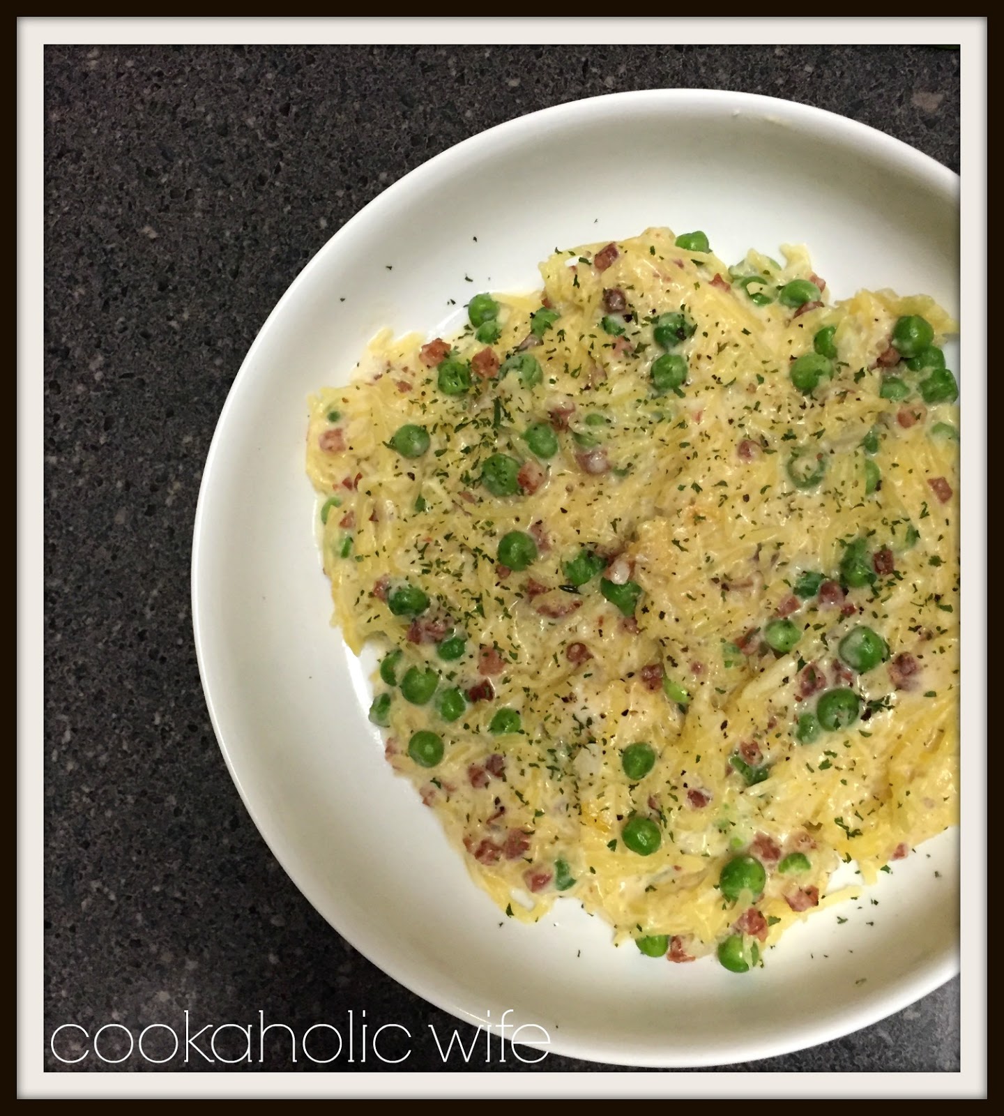 Spaghetti Squash with Pancetta and Peas Cookaholic Wife
