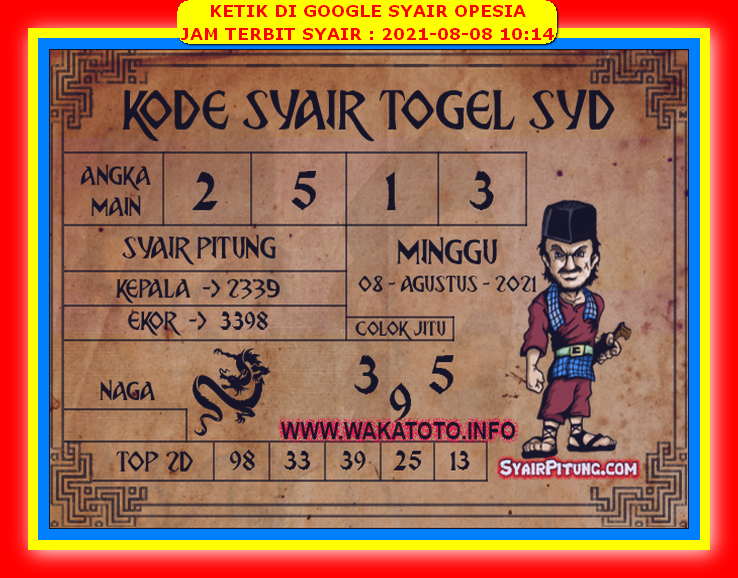 Syair Sdy Hari Ini Minggu 8 Agustus 2021 Opesia Official