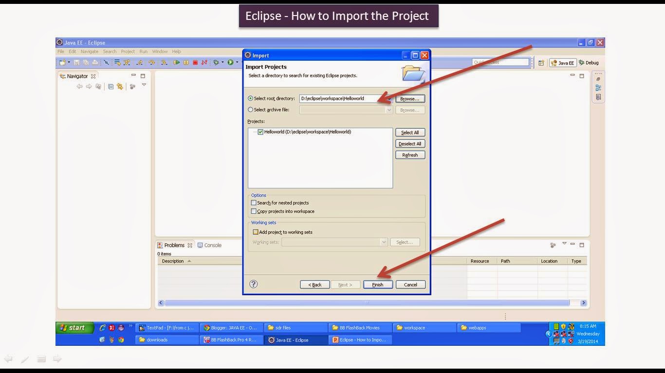 JAVA EE: Eclipse - How to Import the Project
