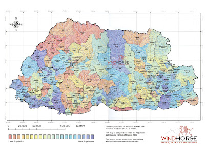 Bhutan Map Regional Political