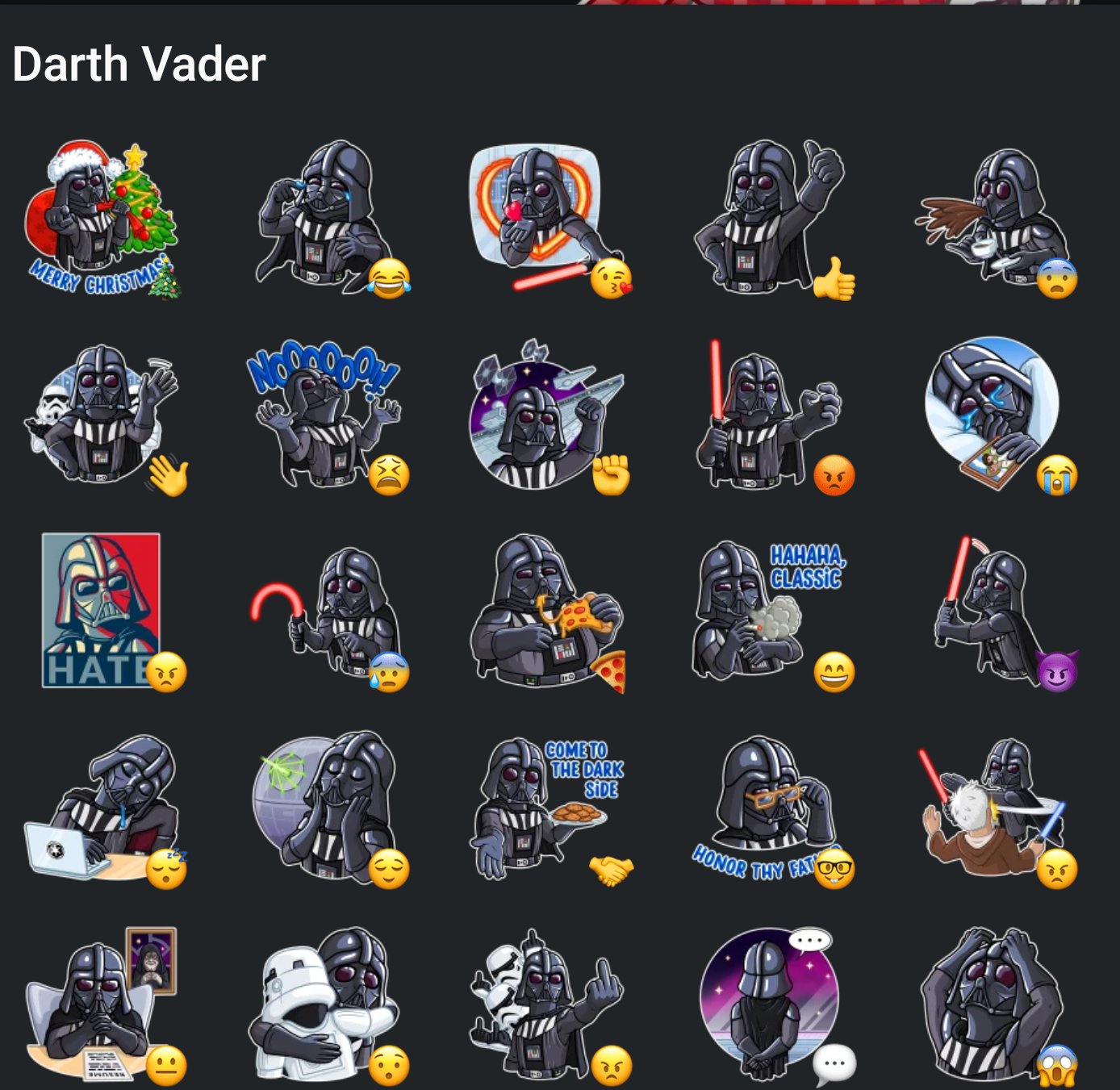 Darth Vader EMOJIS EMOTICONOS DE DARTH VADER