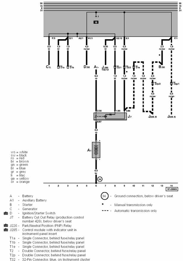 Volkswagen Eurovan 2003 Auxiliary Battery Wiring Diagram