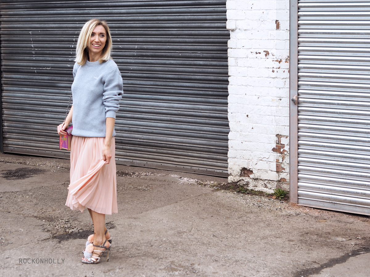 Old Harry Jumper and Pleated ASOS Skirt on Rock On Holly