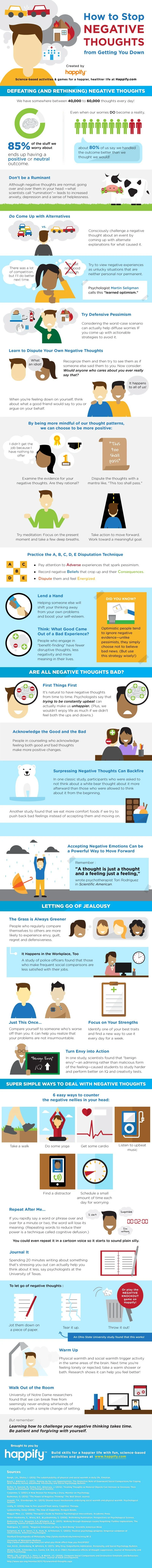 How To Stop Negative Thoughts From Getting You Down - #infographic