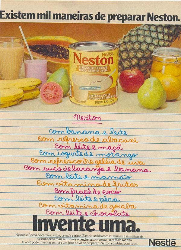 Campanha do Neston (Nestlé) com 'mil e uma maneiras de preparar'.