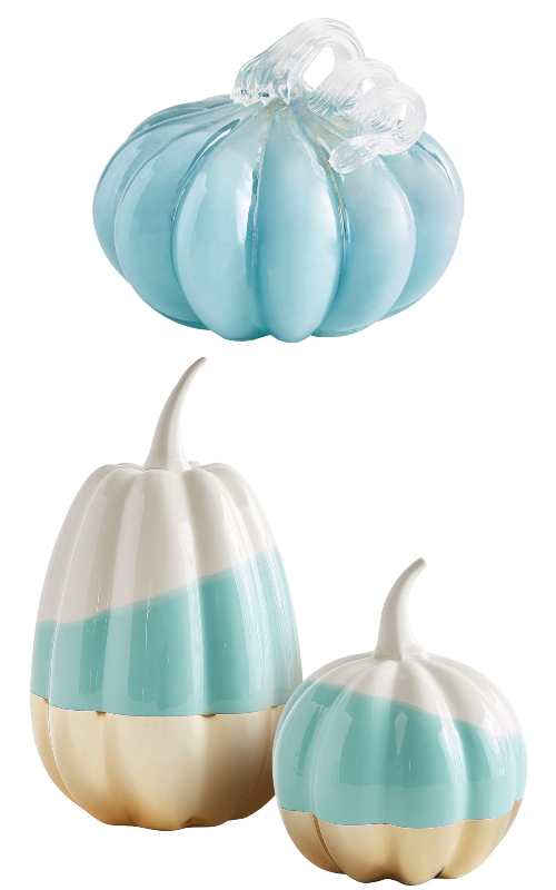 Blue Glass Ceramic Decorative Pumpkins