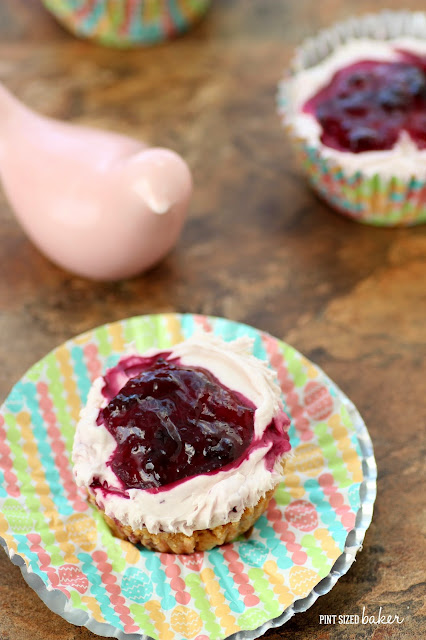 There's no need to head off to the Montana Mountains when you can easily make some of these Mini No Bake Huckleberry Cheesecakes at home. 