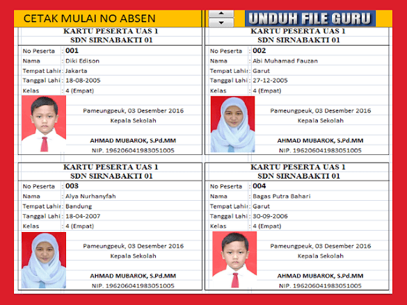Aplikasi Untuk Mencetak Kartu Akseptor Uas Sd/Mi