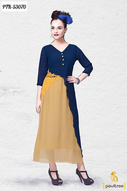 yellow color georgette Indian designer ladies anarkali kurti and dresses for wedding party wear online shopping in lowest price